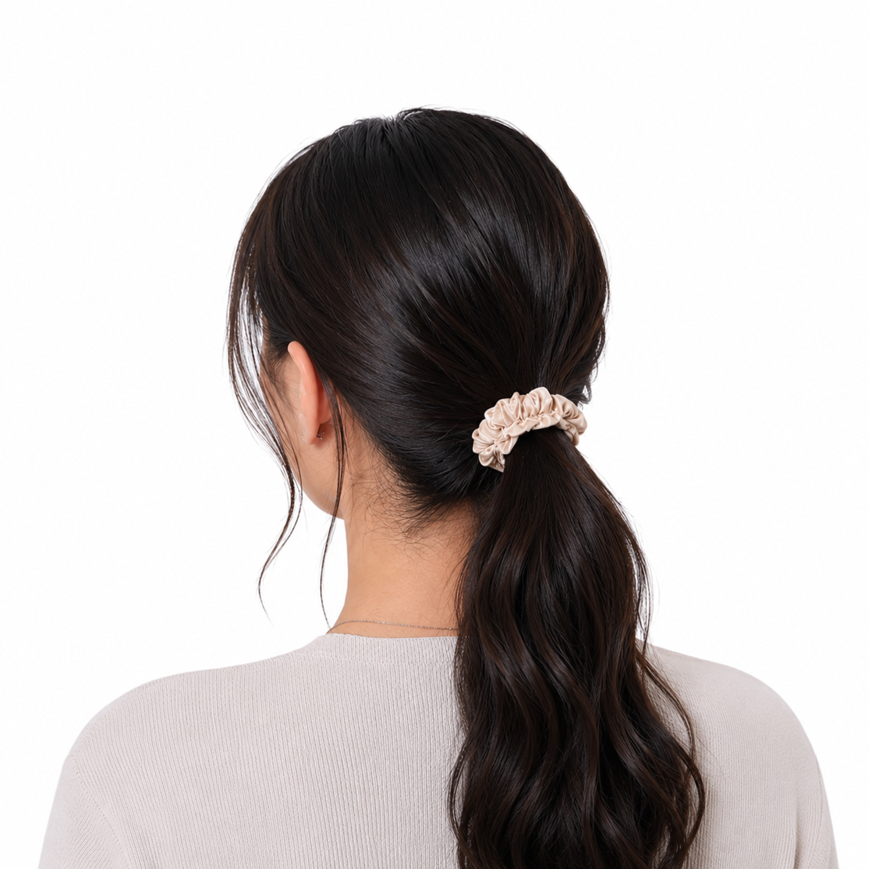 Skinny Silk Scrunchie in Macaron Vanilla