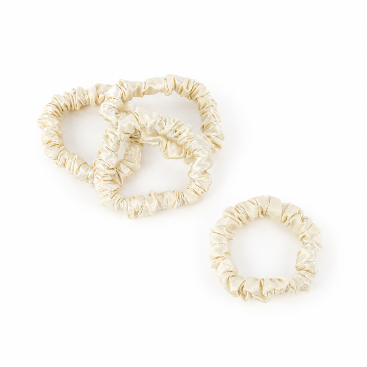 Skinny Silk Scrunchie in Macaron Vanilla