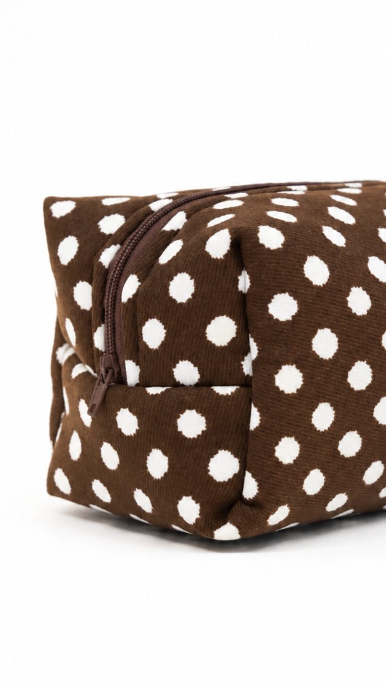 Neceser in Brown Bold Polka