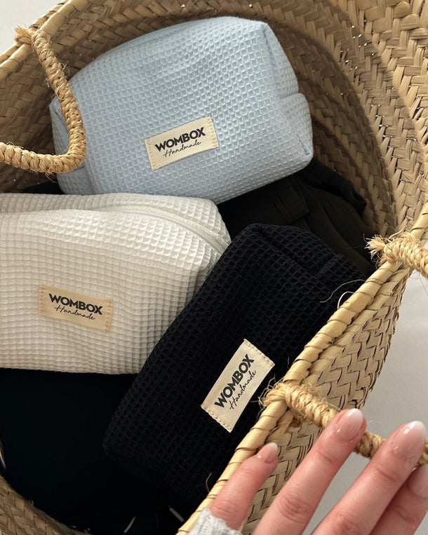Neceser Waffle Off White de Wombox - neceser de viaje - detalle