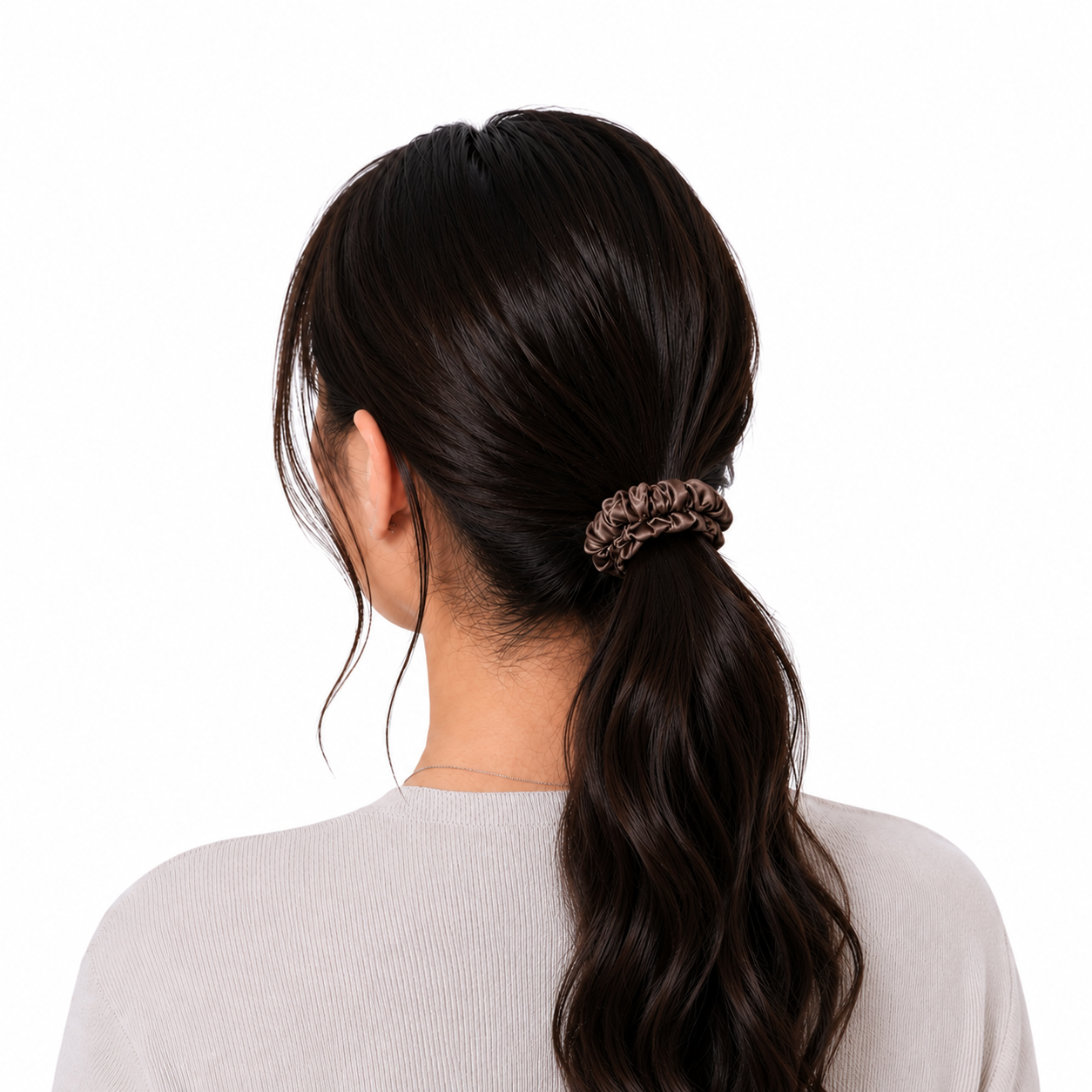 Skinny Silk Scrunchie in Brown Sugar