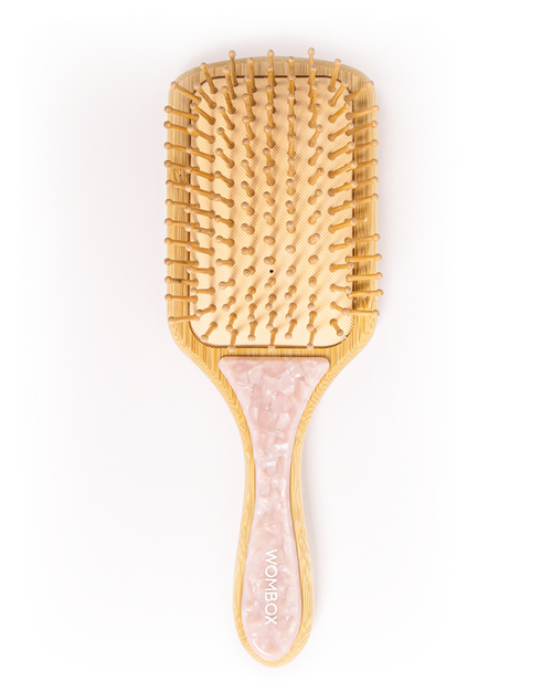 Cepillo Paddle de Bambú Cuadrado Rosy Glow de Wombox - cepillo de bambu para el pelo