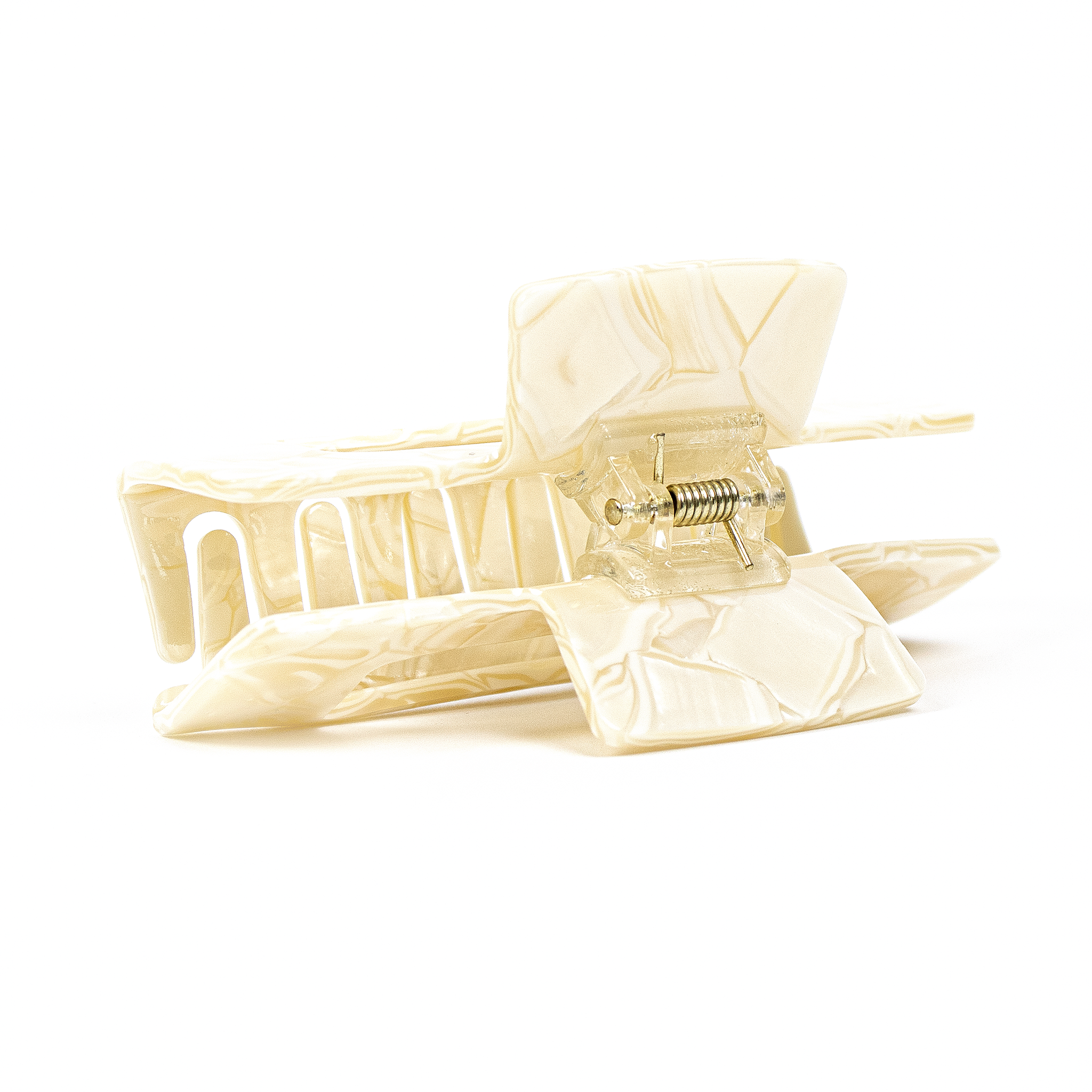 Square Hair Clip in Beige Marbel