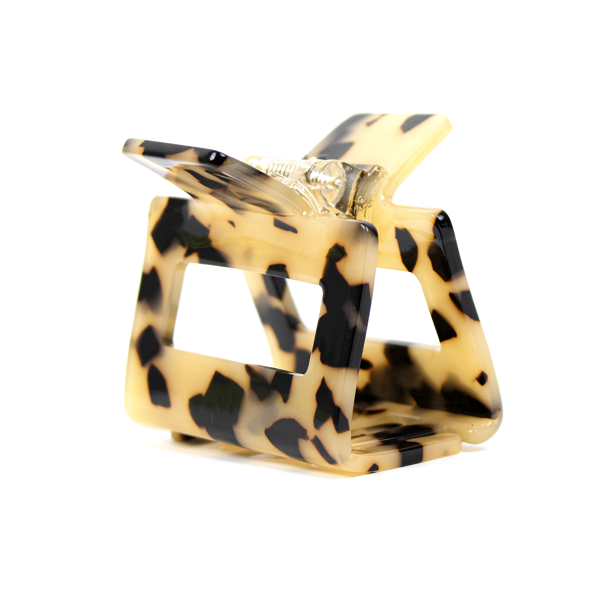Mini square Clip in Creamy Tortoise