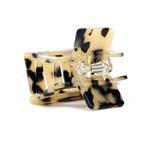 Mini square Clip in Creamy Tortoise