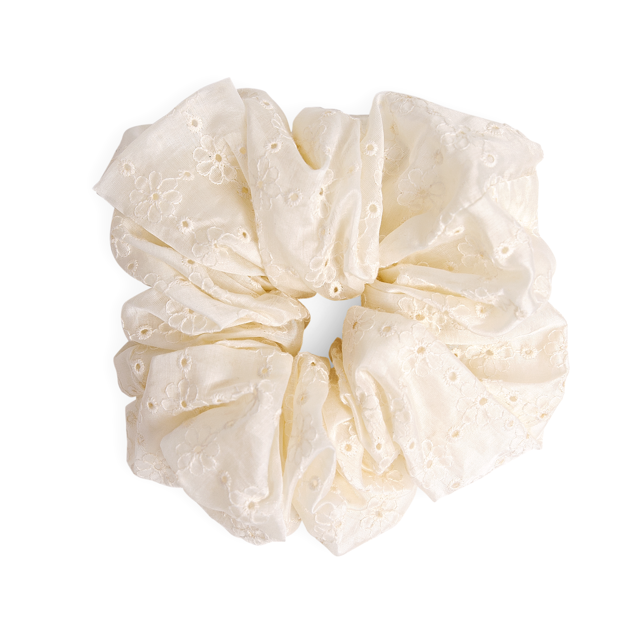 Beige Cloud Eyelet Scrunchie