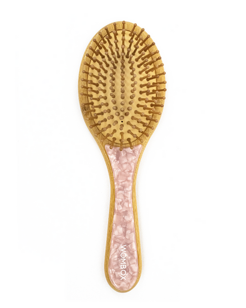 Cepillo Paddle de Bambú Ovalado Rosy Glow de Wombox - cepillo de bambu para el pelo