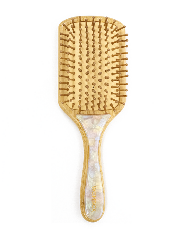 Cepillo Paddle de Bambú Cuadrado Morning Dew de Wombox - cepillo de bambu para el pelo